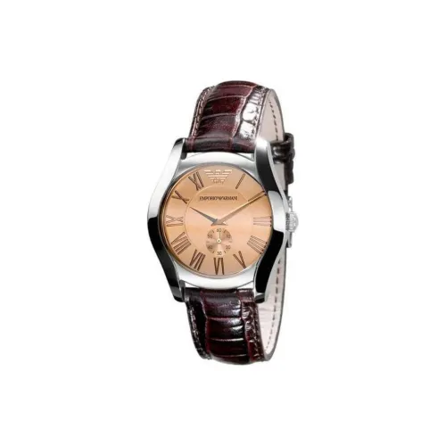 EMPORIO ARMANI Наручные часы Кварцевый механизм Кожаный ремешок 35 мм Розовый циферблат Женские часы