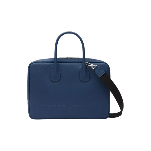 Valextra Millepunte Телячья кожа Ручной работы Ноутбук Сумка Унисекс Сапфирово-синий