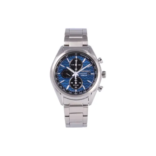 SEIKO Solar Кварц Механизм Нержавеющая Сталь Ремешок Часы Мужские Синий Циферблат SSC801P