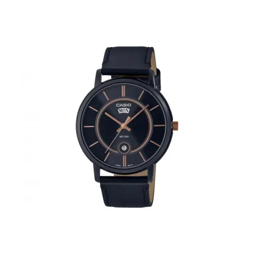 CASIO Кварцевый механизм натуральная кожа ремешок часы 51*47,1*8,3 мм мужские часы черный циферблат MTP B120BL 1A