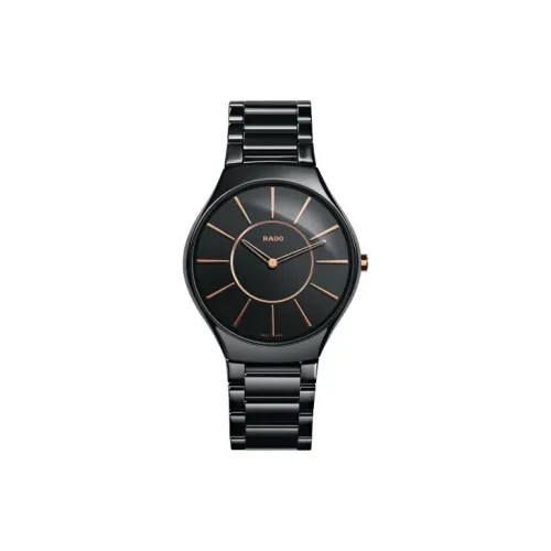 RADO True Thinline Collection Кварцевый механизм Мужские часы Часы 39 мм Черный циферблат