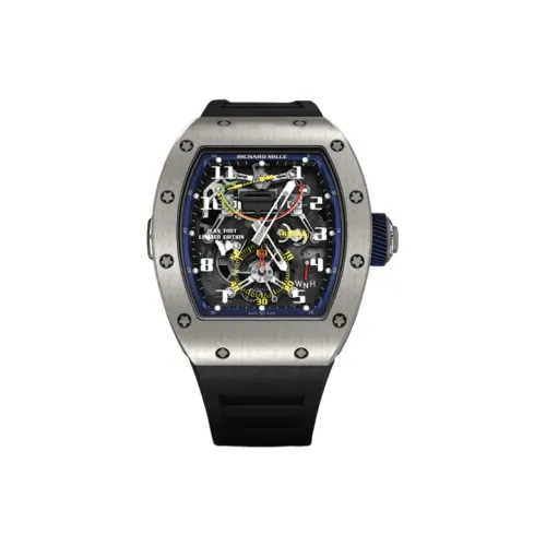 RICHARD MILLE Мужские часы с ручным заводом Механизм Часы 50*42,7 мм Черепный циферблат Титановые корпуса часов Резиновый ремешок