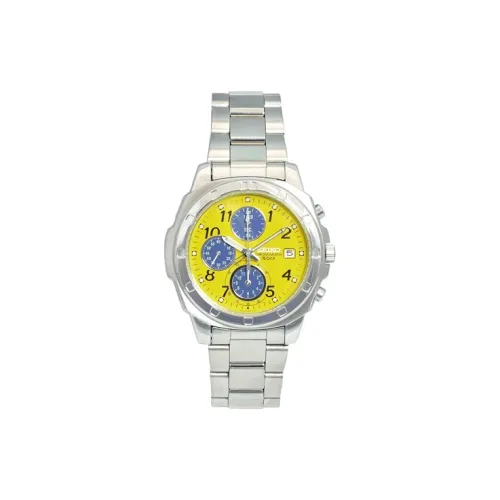SEIKO Кварцевый механизм нержавеющая сталь ремешок мужские часы желтый циферблат