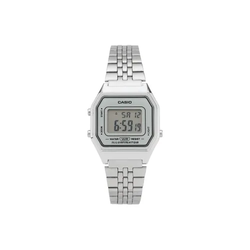 CASIO Vintage Collection L Циферблат с цифровым дисплеем Кварцевый механизм Ремешок из нержавеющей стали Мужские часы Серебристый циферблат
