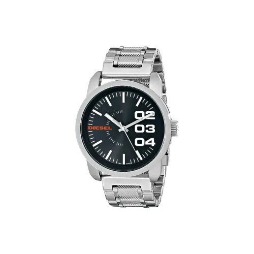 DIESEL Мужские часы Кварцевый механизм Ремешок из нержавеющей стали Черный циферблат