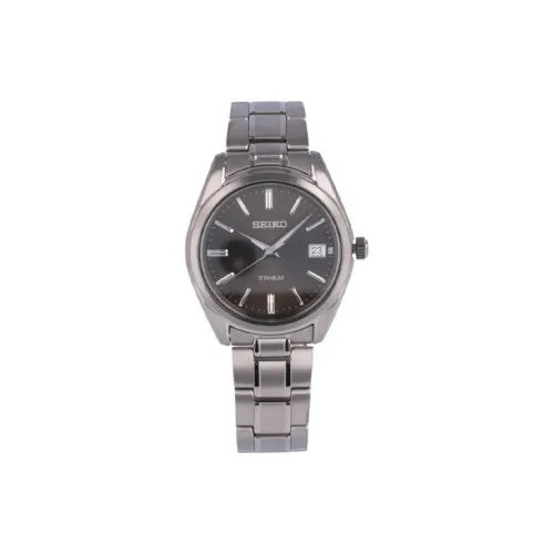 SEIKO Кварцевый механизм Титан Ремешок Часы 40*40*9 мм Мужские часы Черный циферблат SUR375P