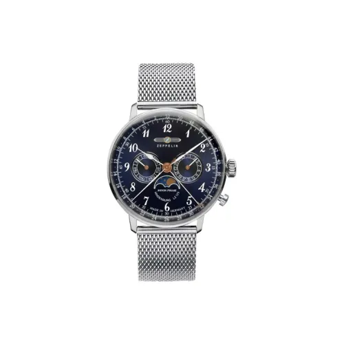 ZEPPELIN Кварцевый механизм Мужские часы Часы Синий циферблат Нержавеющая сталь Корпус часов Нержавеющая сталь Ремешок