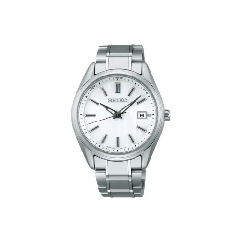 SEIKO Solar Кварцевый механизм Титан Ремешок Часы Мужские Белый циферблат SBTM337