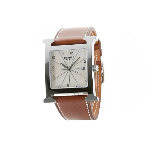 HERMES H HOUR Collection Наручные часы Кварцевый механизм Кожаный ремешок 30,5 мм Белый циферблат Женские часы HH1,810.260 VBA