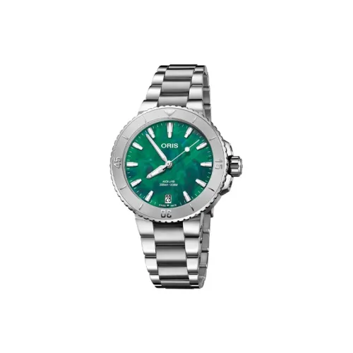 Oris Автоматический Механический Механизм Женские Часы 36,5 мм Зеленый Циферблат Корпус из Нержавеющей Стали Ремешок из Нержавеющей Стали