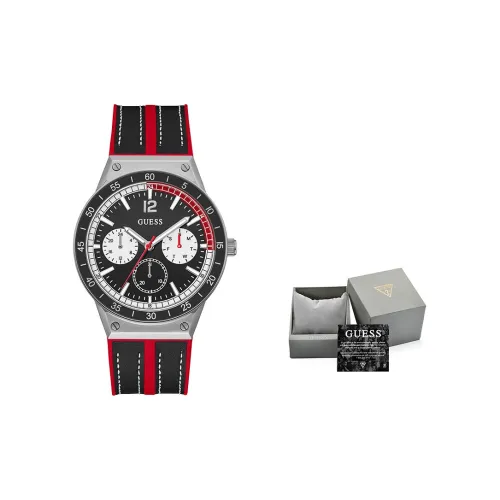 GUESS New Products Коллекция Наручные часы Кварцевый механизм Силикон Натуральная кожа Ремешок 44 мм Черный циферблат Мужские часы