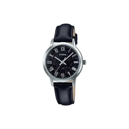 CASIO Standard Series Кварцевый механизм Кожаный ремешок Часы Женские Черный циферблат