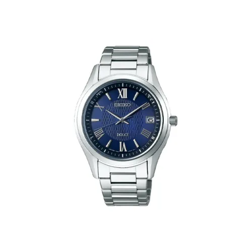 SEIKO DOLCE Collection Солнечный Кварцевый Механизм Титан Ремешок Часы 39,2 мм Мужские Часы Синий Циферблат SADZ197