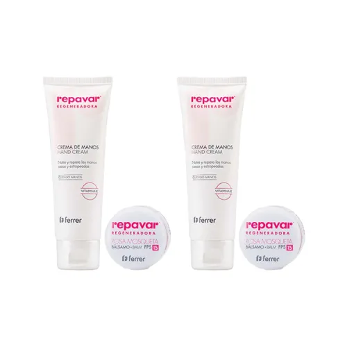 REPAVAR Зимний Hands And LIP Care Набор Розовый Хлопок Hand Крем 75 мл*2 + Розовый Хлопок Lip Balm 10 мл*2