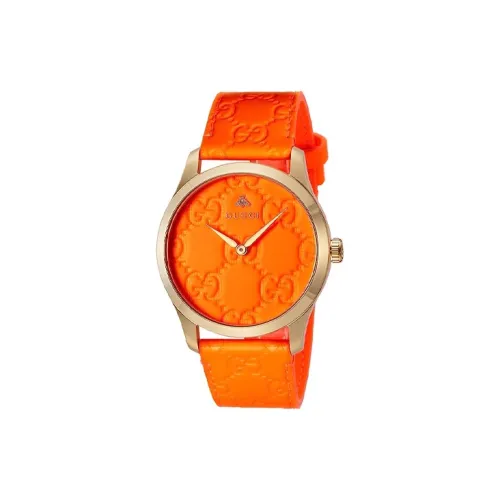 GUCCI G Timeless Collection Наручные часы Кварцевый механизм Кожаный ремешок 38 мм Апельсиновый циферблат Женские часы YA1264116