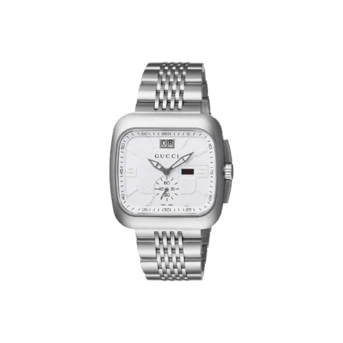 GUCCI Мужские часы Кварцевый механизм Ремешок из нержавеющей стали Серебристый циферблат