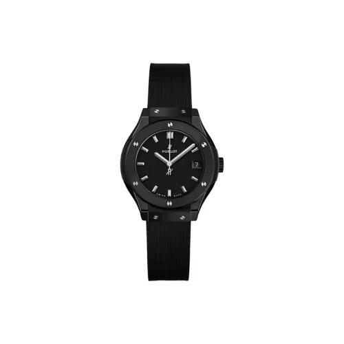 HUBLOT Classic Fusion Collection Кварцевый механизм Мужские часы Часы 33 мм Черный циферблат Керамика Чехол для часов Резиновый ремешок
