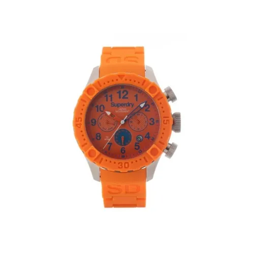 SUPERDRY Наручные часы Кварцевый механизм Силиконовый ремешок 48 мм Апельсин Циферблат Часы Мужские часы
