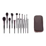 Drunk Красота Коллекция 15 шт. Кисти для макияжа + Коричневая сумка для кистей из ПУ кожи