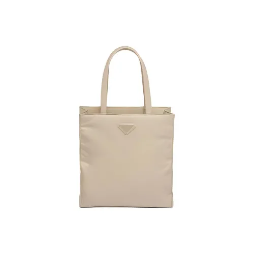 PRADA Сумка с тканью и кожей женская бежевая