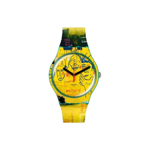 Swatch Quartz Механизм Унисекс Часы 41 мм Желтый Циферблат Часы Пластиковый Корпус Часы Силиконовый Ремешок SUOZ354