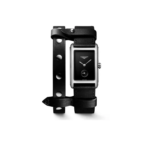 LONGINES DolceVita Collection Кварцевый механизм Женские часы 23,3*32 мм Черный циферблат Корпус из нержавеющей стали Кожаный ремешок