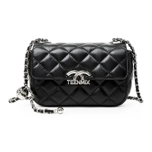 teenmix Овчина с микрофиброй и синтетическая кожа сумка через плечо сумка с цепочкой средний размер женский черный