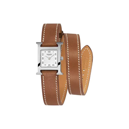 HERMES Heure H Collection Наручные часы Кварцевый механизм Кожаный ремешок Белый циферблат Женские часы W036717WW00