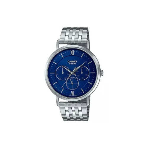 CASIO Кварцевый механизм нержавеющая сталь ремешок мужские часы синий циферблат MTP B300D 2A