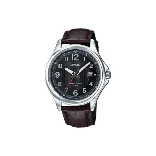 CASIO Standard Series Кварцевый механизм Кожаный ремешок Часы Мужские Черный циферблат