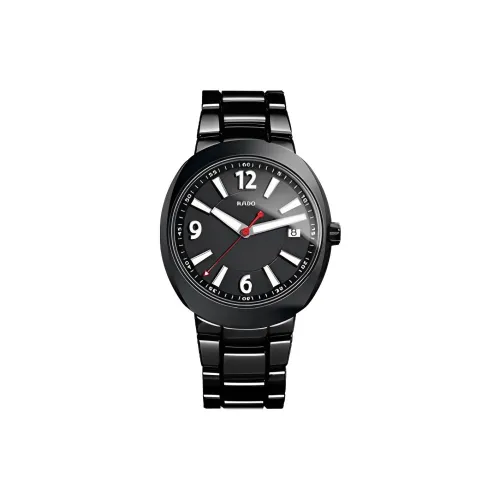 RADO Кварцевый механизм Мужские часы Часы 42 мм Черный циферблат Керамические корпуса Керамический ремешок