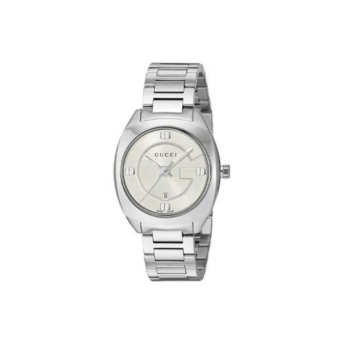 GUCCI Женские часы Кварцевый механизм Ремешок из нержавеющей стали 28 мм Белый циферблат