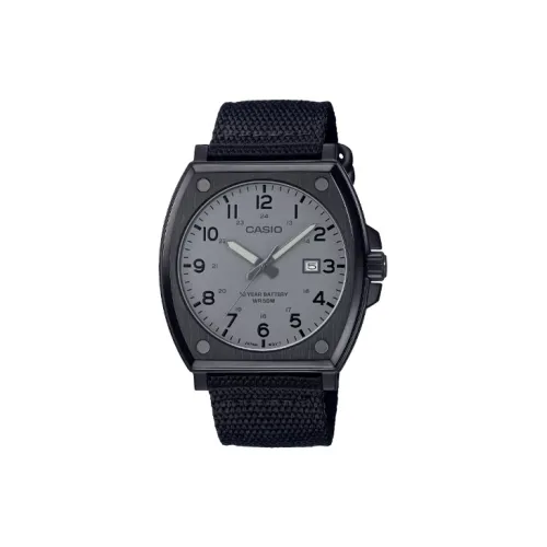 CASIO Standard Series Кварцевый механизм Естественная кожа ткань Ремешок Часы Мужские Черный циферблат