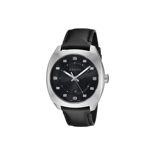 GUCCI Мужские часы Кварцевый механизм Кожаный ремешок 41 мм Черный циферблат