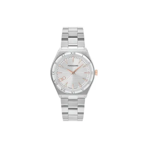 FERRAGAMO Мужские наручные часы кварцевый механизм ремешок из нержавеющей стали серебристый циферблат