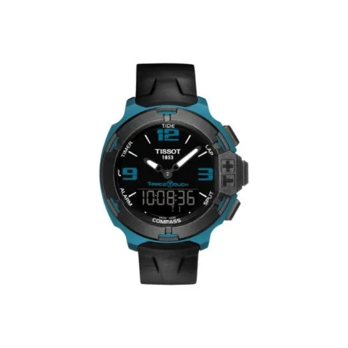 TISSOT Race Collection Кварцевый механизм Унисекс Часы 42 мм Черный циферблат Алюминиевые корпуса Часы Резиновый ремешок T081,420.97,057.04