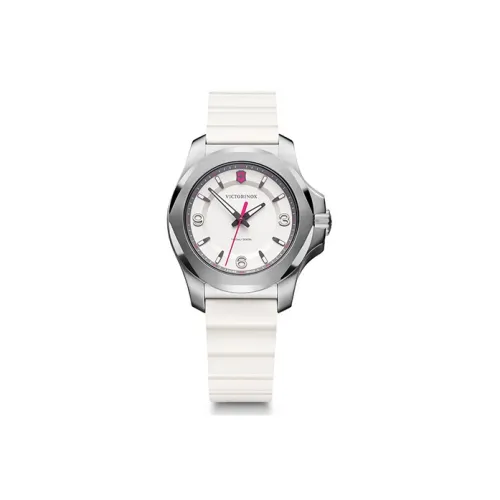 VICTORINOX Кварцевый механизм Женские часы 18 мм Белый циферблат Корпус из нержавеющей стали Резиновый ремешок 241921