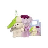 Ты единственная для меня: Зеленый щенок + Темная сливовая + Сумка для покупок + Открытка