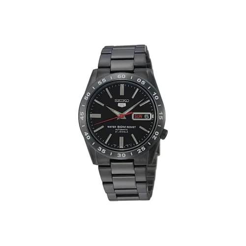 SEIKO Seiko5 Автоматический Механический Механизм Нержавеющая Сталь Ремешок Часы Мужские Черный Циферблат