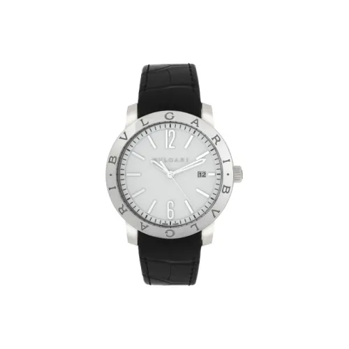 BVLGARI Series Часы Автоматический Механический Механизм Натуральная Кожа Ремешок 41 мм Белый Циферблат