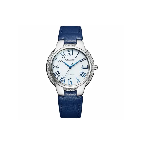 CITIZEN Светильник Кварцевый механизм Корова Кожа Ремешок Часы 34 мм Женские часы Белый циферблат EM0091 11B