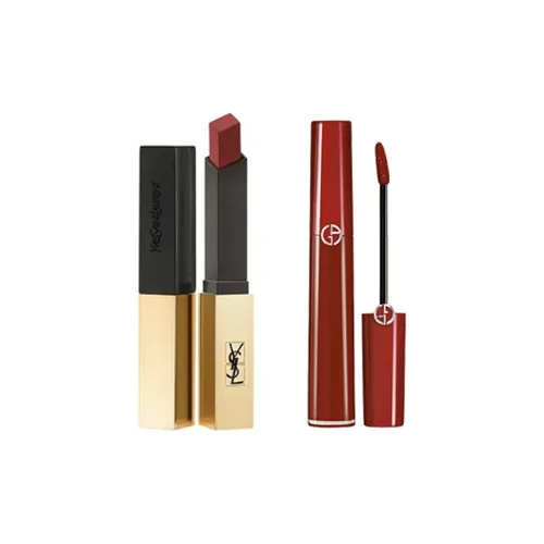 SAINT LAURENT Красный Туб ТЕСТО ПЛЮС Мини Золотой Барная стойка Тонкий Туб Чистый Помада 2,2г Комбо