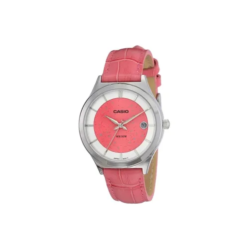 CASIO Standard Series Кварцевый механизм часы с натуральной кожей ремешок женские часы розовый циферблат