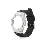 Углеродное волокно, белый чехол для часов + черный ремешок