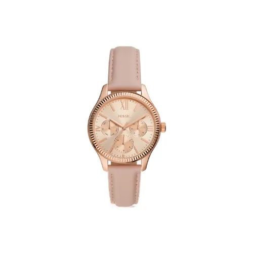 FOSSIL Наручные часы Кварцевый механизм Кожаный ремешок 36 мм Бежевый циферблат Женские часы