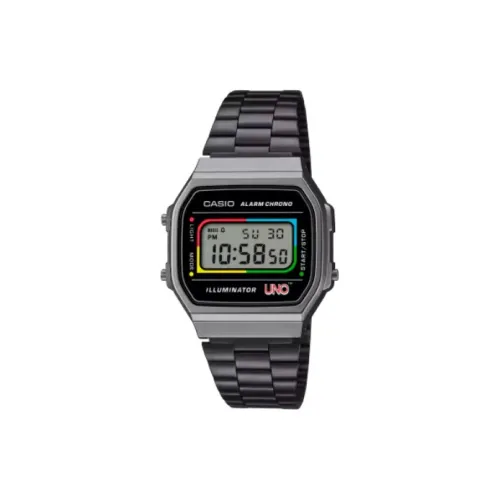 CASIO Электронные Механические Часы из Нержавеющей Стали с Ремешком Унисекс и Черным Циферблатом