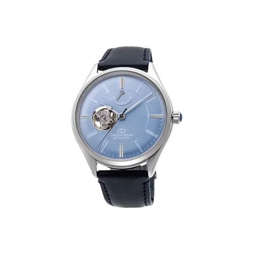 ORIENT Автоматический Механический Механизм Кожаный Ремешок Часы 40,4 мм Мужские Часы Синий Циферблат RK AT0203L