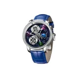 H-P6573-Белый корпус, черный циферблат, синий кожаный ремешок.