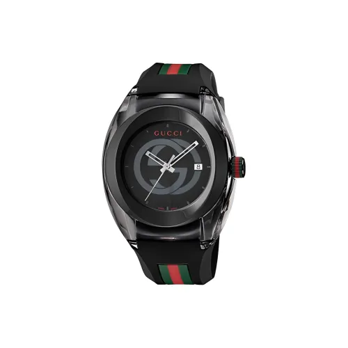 GUCCI Кварцевые часы резиновый ремешок 45 мм черный циферблат унисекс