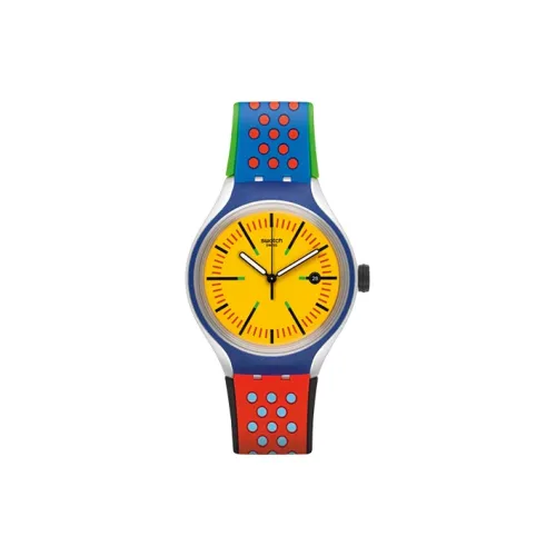 Swatch Quartz Механизм Мужские часы Часы Желтый Циферблат часов Алюминиевый корпус часов Силиконовый ремешок